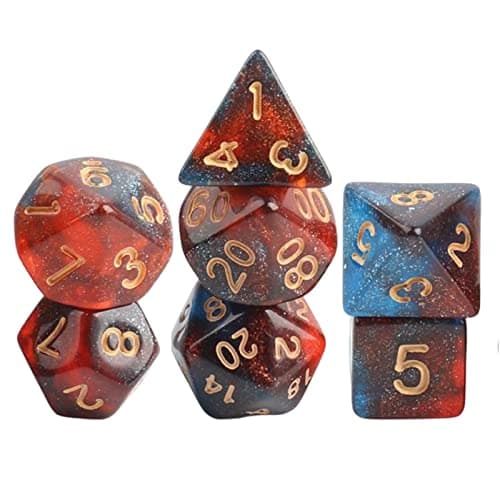 ATORSE® 2x7x Polyhedral Dice Party Game Dice Game for DND Table Game Star Dark Red 4