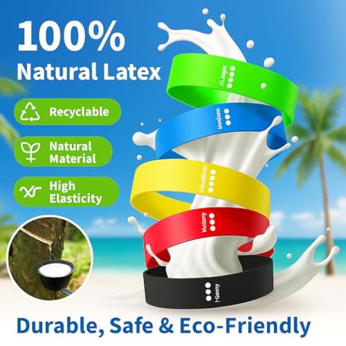 PulGos Natural Rubber Heavy Resistance Bands for Workout & Fitness - Premium Elastic Bands for Muscle Stretching,Strength Training,Yoga,Pilates,Physical Therapy & Full Body Exercise - Set of 5 Levels 2