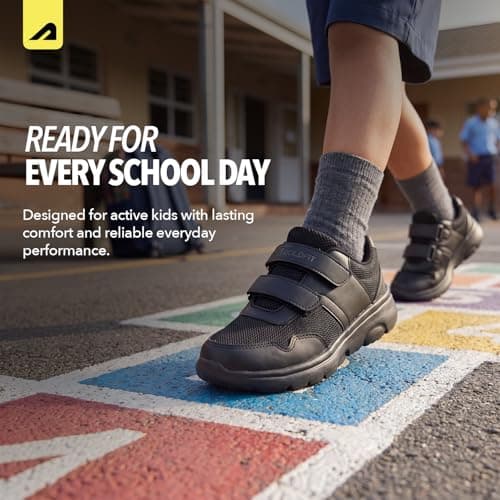 Boldfit School Shoes for Kids Comfortable School Shoes for Boys and Girls Lightweight & Durable Formal Quick-Wear Lace-Up Uniform Footwear for Kids, Black- 12 UK 2