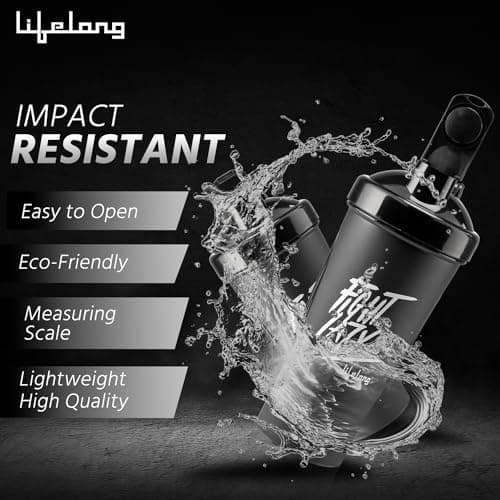 Lifelong Protein Shaker|100% Leakproof Stylish Protein Shaker Bottle|Sipper Bottle|Gym Bottle for Protein- 700ml (LLSHB04, Black) |Plastic 4