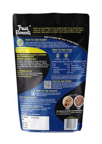 True Elements Roasted Chia Seeds 125g – Superfood for Weight Loss & Digestion | High in Fiber, Omega-3 & Antioxidants 2