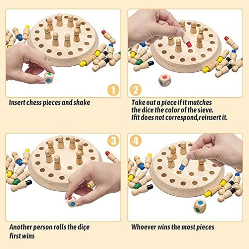 SHINETOY Wooden Memory Match Stick Chess Game – Colorful Matching Block Board Game for Kids | Early Educational Brain Training Toy | Fun Family Strategy Game for Boys & Girls Ages 3+ 6