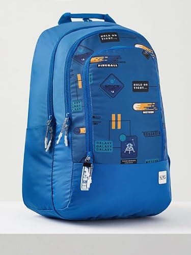 Wiki Polyester 31.5L 3 Compartments Badges : Blue Backpack/Bag For Boys and Girls Kids | Spacious Lightweight Bag with Comfortable Padded Shoulder Strap(12969_Blue) 3