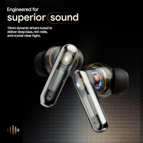 Fire-Boltt Newly Launched Aero Luxe TWS Earbuds with Custom EQ, Bluetooth 5.4 Wireless Earphones, 50H Playtime, Fast Charging Case, 50ms Low-Latency Gaming & Touch Controls Midnight Black 4