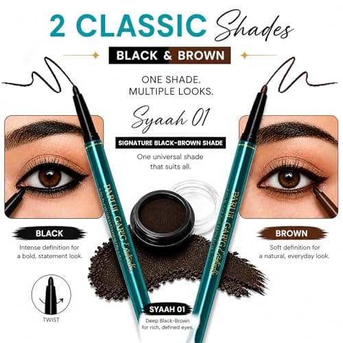 Parul Garg Beauty Signature Essential Kajal & Eyebrow Pack – 3-in-1 Long-Stay Kajal, Eyebrow Definer, Eye Brush & Shadow | Smudge-Proof & Blendable | No Smudging | Vegan & Clean Beauty | Classic - Bla 4