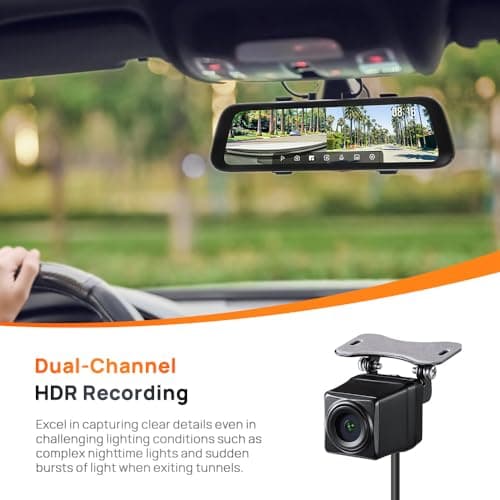 70mai S500 Rearview Mirror DashCam, 3K 1944P Front & FHD Rear, STARVIS 2 with Dual HDR, 9.35” IPS Touch Screen, G-Sensor, WiFi, Super Capacitor, Optional Parking Mode (S500) 3