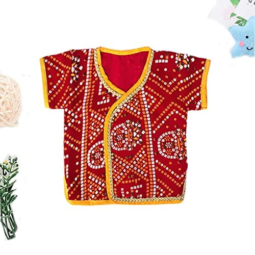 KIKE Cotton Solid Jaamna Set For Newborn Baby Boy Pack Of 1 (0-3 Months, Red) 2