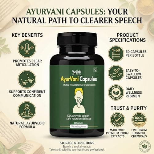 Vokin Biotech AyurVani Capsules | Ayurvedic Herbal Supplement with Brahmi, Shankhpushpi, Bhringraj & Shatavari | Botanical Formula for Cognitive Support & Overall Wellness | 60 Veg Capsules 5