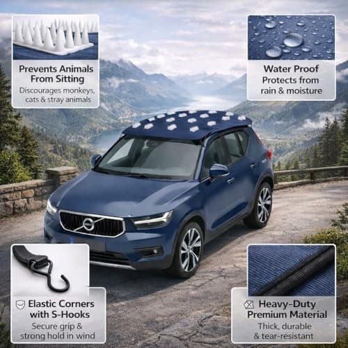 Axmon® Car Roof Protector for Dogs & Monkeys | Extra-Large Spike Design | Waterproof | Universal Fit | Protects Car Roof from Scratches, Animal Damage, Dust & UV Rays | Heavy-Duty | Blue 4