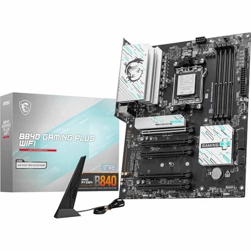 MSI B840 Gaming Plus WiFi Motherboard, ATX - Supports AMD Ryzen 9000/8000 / 7000 Processors, AM5 - DDR5 Memory Boost 8000+ MT/s (OC), PCIe 4.0 x16, M.2 Gen4, Wi-Fi 7, 2.5G LAN