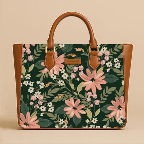 The Purple Tree Women's Office Essential Bag | Vegan Leather Handbag with Laptop Compartment | Spacious Office Bag | Designer Work Tote for Travel, College & Daily Use (Flora Muse) 2
