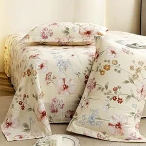 Story@Home King Size Bedsheet | Cloud Cotton Flatsheet King Size with Two Pillow Covers| Super Soft Bed Sheet for King Size Bed | Floral Design (270 x 250 cm, Off White & Red)