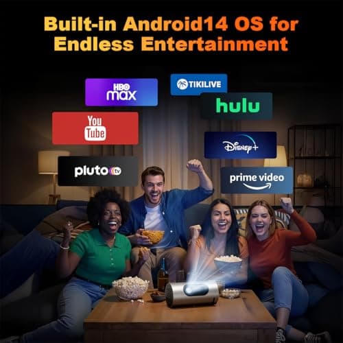 zitronix® Smart Projector for Room Built in Android 13 0.6: 1 Short Throw Projector for Home Cinema Keystone Correction with HDMI/WiFi/USB 65W Type-c Power Port & PD30W Power Bank Permit Metal Shell 2
