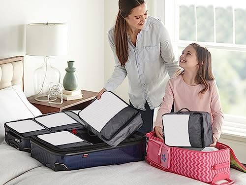 Granth Bag Manufacturing India GBMI Packing Cubes For Travel Organizer Clothes Laundry Compression Suitcase Luggage Storage Travelling Pouches Bags Organiser, Polyester (MEDIUM-PACK OF 4, NAVY BLUE) 6