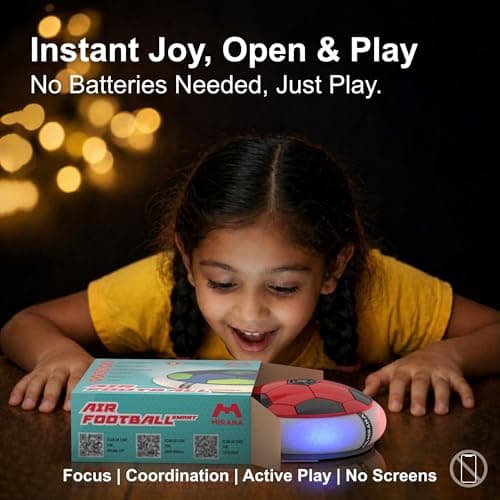 Mirana Air Football Smart Toy for Kids | 3-Mode USB Type-C Rechargeable Hover Ball | Indoor Electric Hoverball with LED Lights | Birthday Gift for Boys & Girls 2 3 4 5 6 7 8 9 10 Years (Red) 5