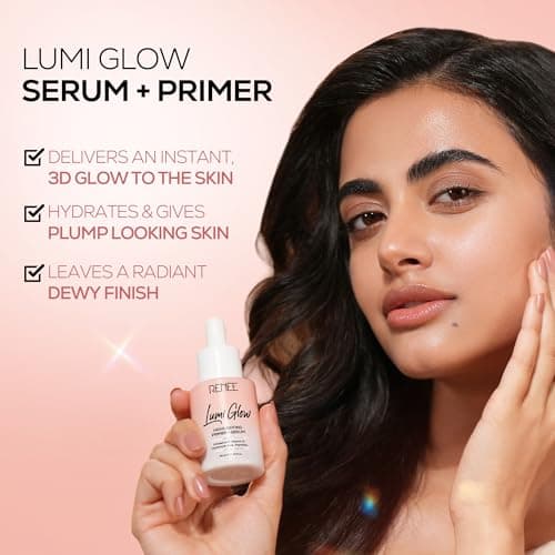 RENEE Lumi Glow Highlighting Primer + Serum | Hydrates, Promotes Even Skin Texture | Gives Luminous, 3D Glow | With Hyaluronic Acid, Peptides & Vitamin E | Base For Face Makeup | 30ml 4