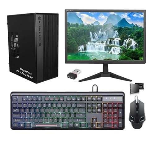 MegaDesk AIO-RX10 Desktop PC Set, Core i5 4th, 16GB RAM, 500GB SSD, 2GB Graphics Card, RGB Keyboard & Mouse, WiFi, Windows 10 (16-500-2GB)