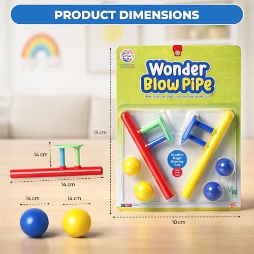 Ratna's Wonder Blow Pipe Set of 2, Creative Floating Ball Game, Blowing Ball Toy Party Game for Kids & Adults, Return Gifts for Birthday Party 5