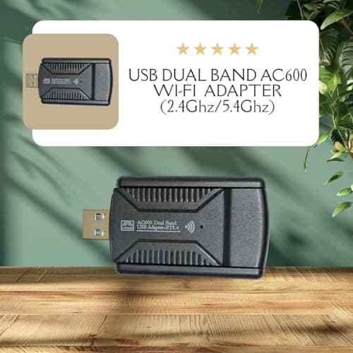 RyzCare USA Dual Band AC600 Wi-Fi Adapter USB Wireless Adapter (2.4GHz/5.4GHz) with External Antenna for Windows 10/8.1/8/7/XP/Vista & Mac OS 10.6+ (Black) 2