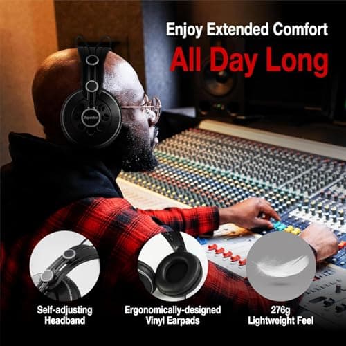 Superlux Semi-Open Studio Headphones – Over-Ear, Lightweight & Comfortable, High-Fidelity Sound for Mixing, Recording, Gaming & Everyday Listening 3
