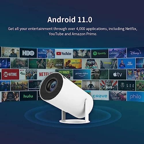 MEGAWISE Home 4K Support 720P Native HD Portable Projector Android 11 YouTube Builtin Apps 5G WiFi Auto Keystone 3500 lumens (350 ANSI) 3 Watt Speaker 176" Screen Compatible 4K TV Stick, White 2