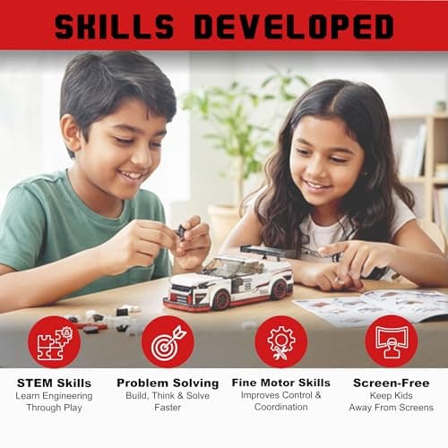 Premium Building Blocks Set for Kids Age 6+ | 294 Pieces DIY Construction Toy | STEM Educational Learning Toy | Develops Problem Solving & Fine Motor Skills | Screen (RedX GT-Z 35) 3