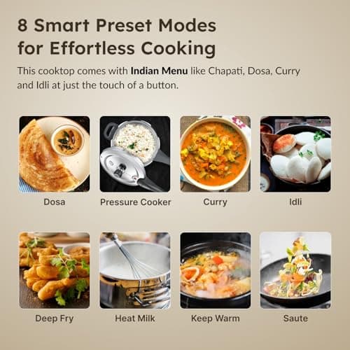 Prestige Pic 20 Neo Induction Cooktop 1600W|Indian Menu Options| Automatic Voltage Regulator| Timer With User Pre-Set, Manual, Black 4