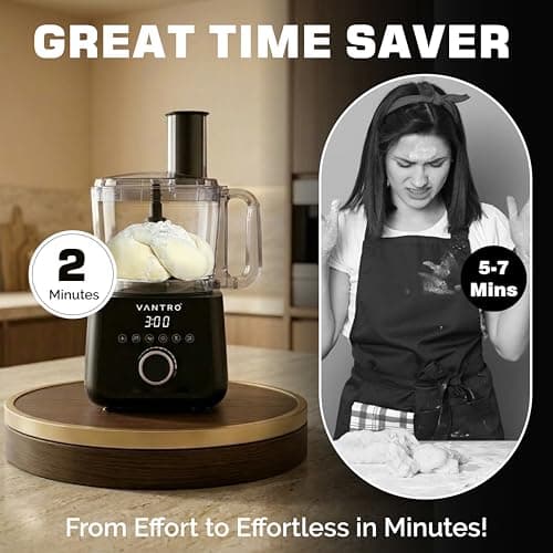 VANTRO 1000W Food Processor with 2L Bowl – Multi-Purpose Kitchen Appliance for Chopping, Slicing, Dough Kneading & Grinding | Powerful Motor, Easy Clean Design 4