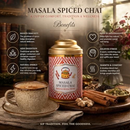 Sancha Tea Boutique, Masala Chai, Original Masala Blend with Ginger, Cardamom & Cinnamon, Premium Assam Tea Blend, 100g Whole Leaves 4