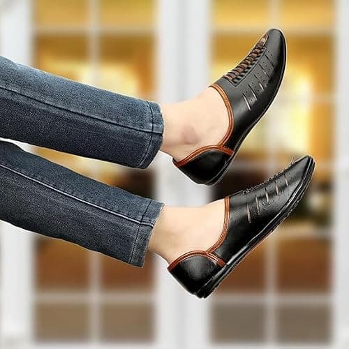 FAXIAN Men's Black Synthetic Slip_On Comfortable/Attractive & Ethnic Nagra Juttis & Mojaris 07 (UK/India)(2005) 3