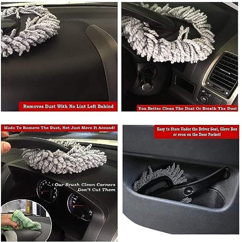 Fuelbyte Microfiber Car Duster with Handle for Car Interior Cleaning Brush Mop Duster for Car Cleaning Brush with Handle Wet & Dry Car Washing Brush Ideal Car Accessories (2 Small Duster) 3