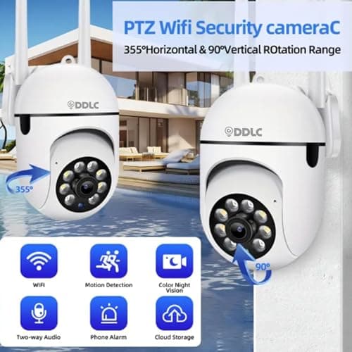 DDLC 4MP Smart WiFi Outdoor PTZ CCTV Camera | 360° Pan Tilt | Color Night Vision | Motion Detection | Two Way Audio | Wireless Home Security Camera with Mobile App V380 Pro (Mini PTZ) 2