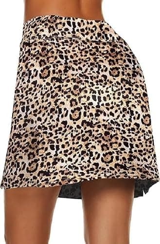 Nora Nico Women's High Rise Flared Stretchy Opaque Skater Skirts with Shorts (skater-Skirt-Leopard-Print-3XL) 4