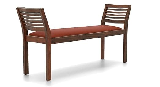 Ganpati Arts Sheesham Wood Seating Bench with Armrest and Cushion for Home Living Room Wooden Furniture for Indoor Garden Balcony (Walnut Finish) 1 Year Warranty