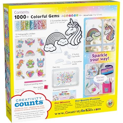 FABER-CASTELL Creativity for Kids Big Gem Diamond Painting Magical Kit - 1000+ Diamond Art Gems with 12 Stickers and 2 Suncatchers, DIY Art and Craft Activity, Gift for Girls Ages 6-12 3