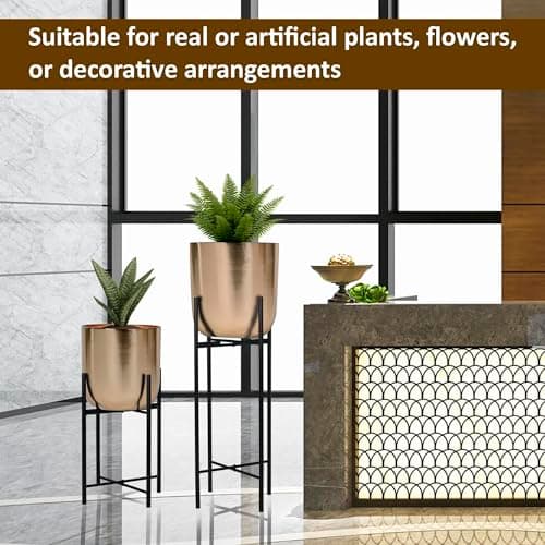 Indian DECORMART Floor Metal Pot with Stand for Indoor Home Garden Lobby Balcony Terrace Drawing Room IDM22029 5