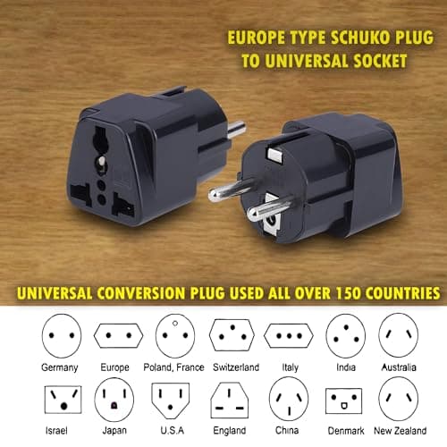 MX Conversion Plug with Universal Socket with Surge Protector Black (3462) 3