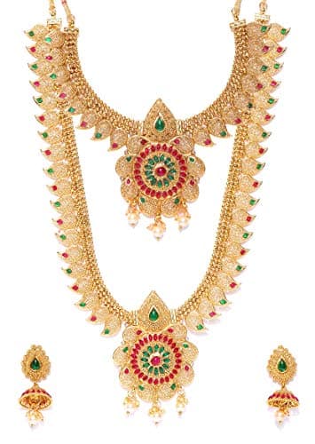 YouBella Jewellery Sets for Women Gold Plated Combo of Two Traditional Necklace Set for Women Jewellery Set with Earrings for Girls/Women