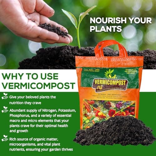SJ Organics Vermicompost For Plants - 2 Kg | Odorless Fertilizer Powder | Ready to Use Organic Manure | Fertilizers for Plant Home Garden | Enriched Plant Food Fertilisers | Compost for Indoor plants 4