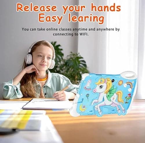 Drumstone 10 𝒀𝒆𝒂𝒓𝒔 𝑾𝒂𝒓𝒓𝒂𝒏𝒕𝒚 Kids LearningTablet with 7" HD Display, Educational Android Tablet for Children,Pre-Installed Learning Apps, Parental Controls,WiFi, Durable Unicorn Shockproof 3