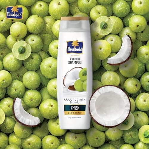 Parachute Advansed Protein Shampoo with Coconut Milk & Amla | Up to 48 hr Shine | Ultra Shine | Protein Lock Technology | Paraben free | For Men & Women | 340ml 2