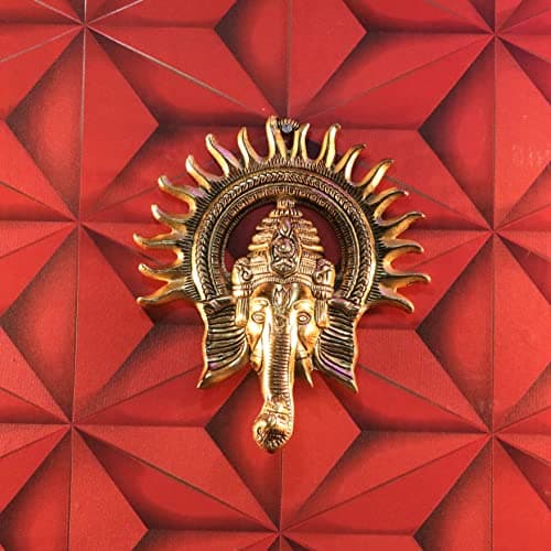KridayKraft Metal Ganesha ji Statue,Ganpati Wall Hanging Sculpture Lord Ganesh Idol Lucky Feng Shui Wall Decor Your Home, Office,Religious Gift Article Decorative,Showpiece Figurines,20 Cm 3