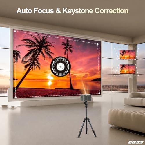 BOSS A15 Mini Smart Projector | 800 ANSI Lumens | Native Full HD | 4K Support | AI Auto Focus & Auto Keystone | Android 9 Smart OS | WiFi 6 & Bluetooth | 30000:1 Contrast Ratio | 300" Giant Display | 2