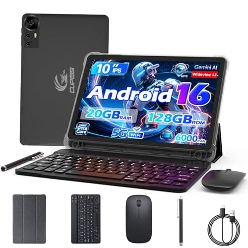 CUPEISI 10inch Android 13 Tablet, 12GB RAM+128GB ROM/1TB Expandable Tablet PC, 2 in 1 with Keyboard, 2.0GHz Quad-Core HD CPU, Google Certified 5G WiFi 6 BT 5.0, 8MP