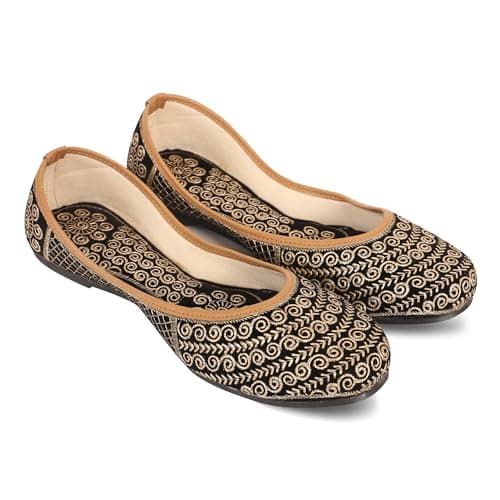 DFR Women Ethnic Rajasthani Embroidery Mojari's Punjabi Juti's Jutti’s, Color - Black, UK Size - 5 2