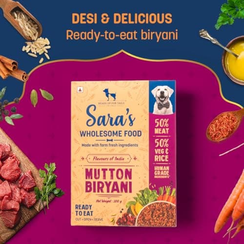Sara’s Wholesome by HUFT Flavours of India Mutton Biryani Wet Dog Food – 300 gm (Pack of 3) | Value Pack | Real Mutton Recipe | Complete & Balanced Nutrition for Dogs of All Breeds 3