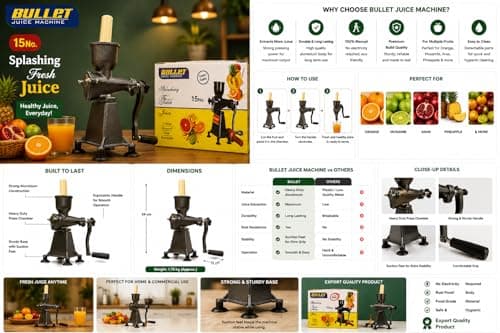 Bullet Aluminium Hand Juicer Machine, 15 No. Hand Muller Grinder 5
