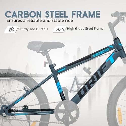 VESCO 24 T Drift Cycle for Big Kids MTB Mountain Bike | Dual Disk Brake & Front Suspension Single Speed Bicycle for Boys and Girls | 16 inches Frame | Ideal for 9-14 Years (Grey) 5