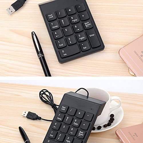 RyzCare RyzCar USB Numeric Keypad Numpad Portable for Laptop Desktop Computer PC, ChromBook, Surface Pro Notebook, Tax Number Calculate, Office Travel & Home Key Black 18 Key 3