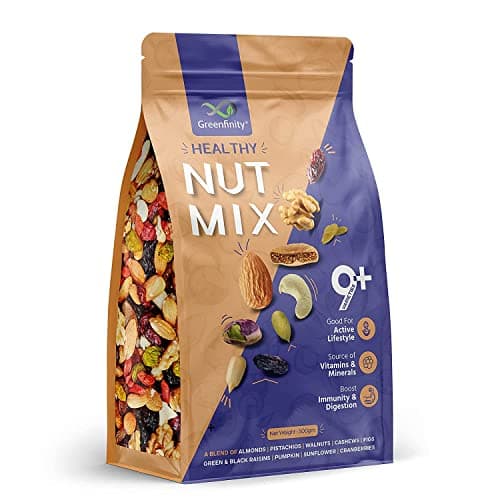 GreenFinity Premium International Healthy Nutmix 200g, Dried Almonds, Black Raisins, Cashewnuts, Cranberries, Green Raisins, Pumpkin Seeds.
